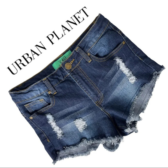 Urban Planet Ultra High Rise  Shorts Denim Shorts Blue Size 5 - Picture 1 of 4